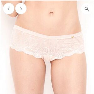 European Soft Lace Front & Back BoyShorts/Knickers (Set of 2)  Nude Medium NWT